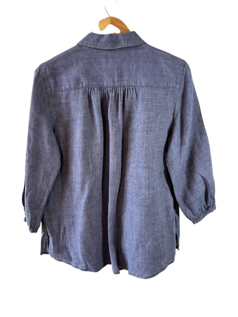 Sigrid Olsen Blue Linen Button Front Shirt Lightweight Relaxed Fit Size M - Picture 4 of 5